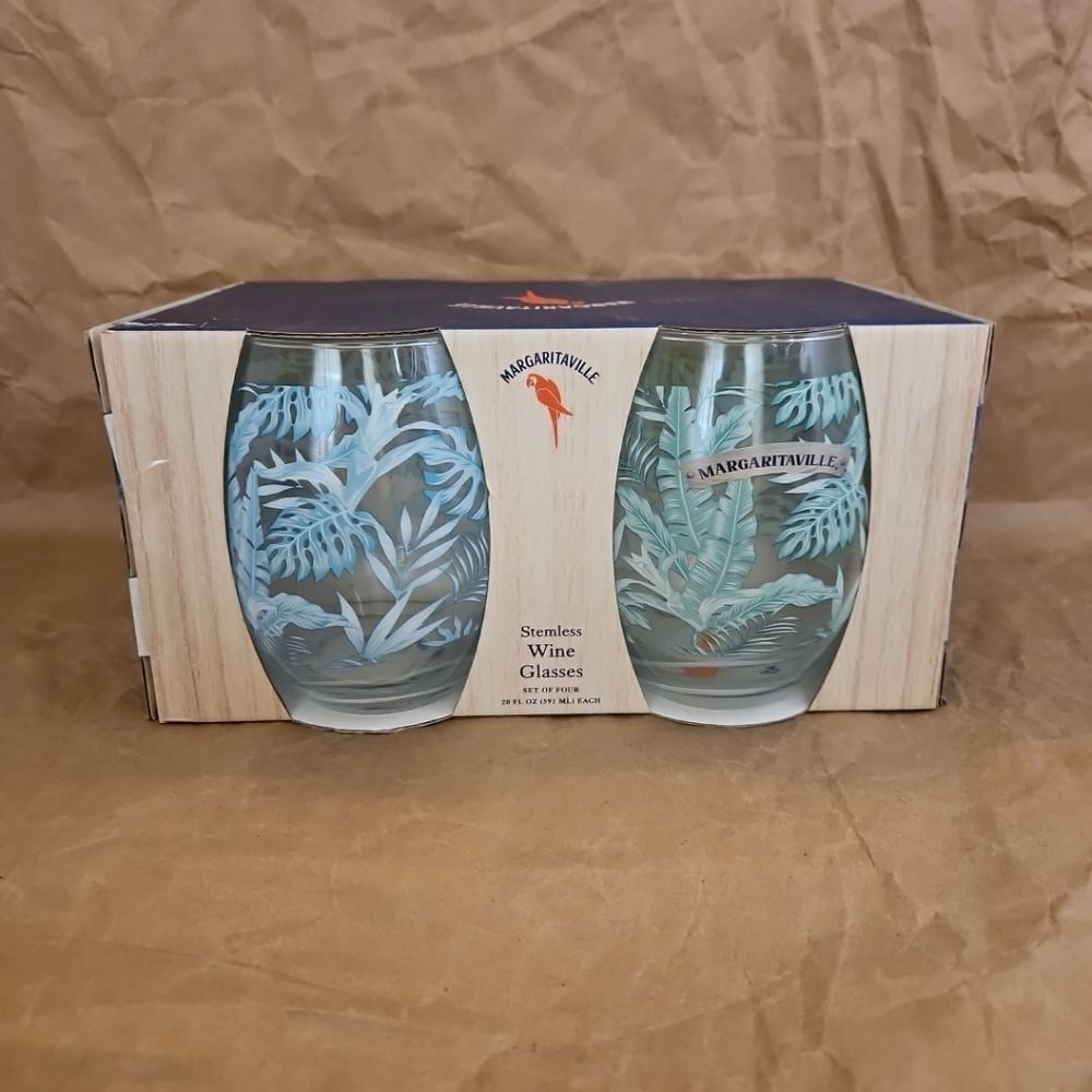 Jimmy Buffett Margaritaville Stemless Wine Glasses, 20 oz. Box Set of 4 - Picture 4 of 7
